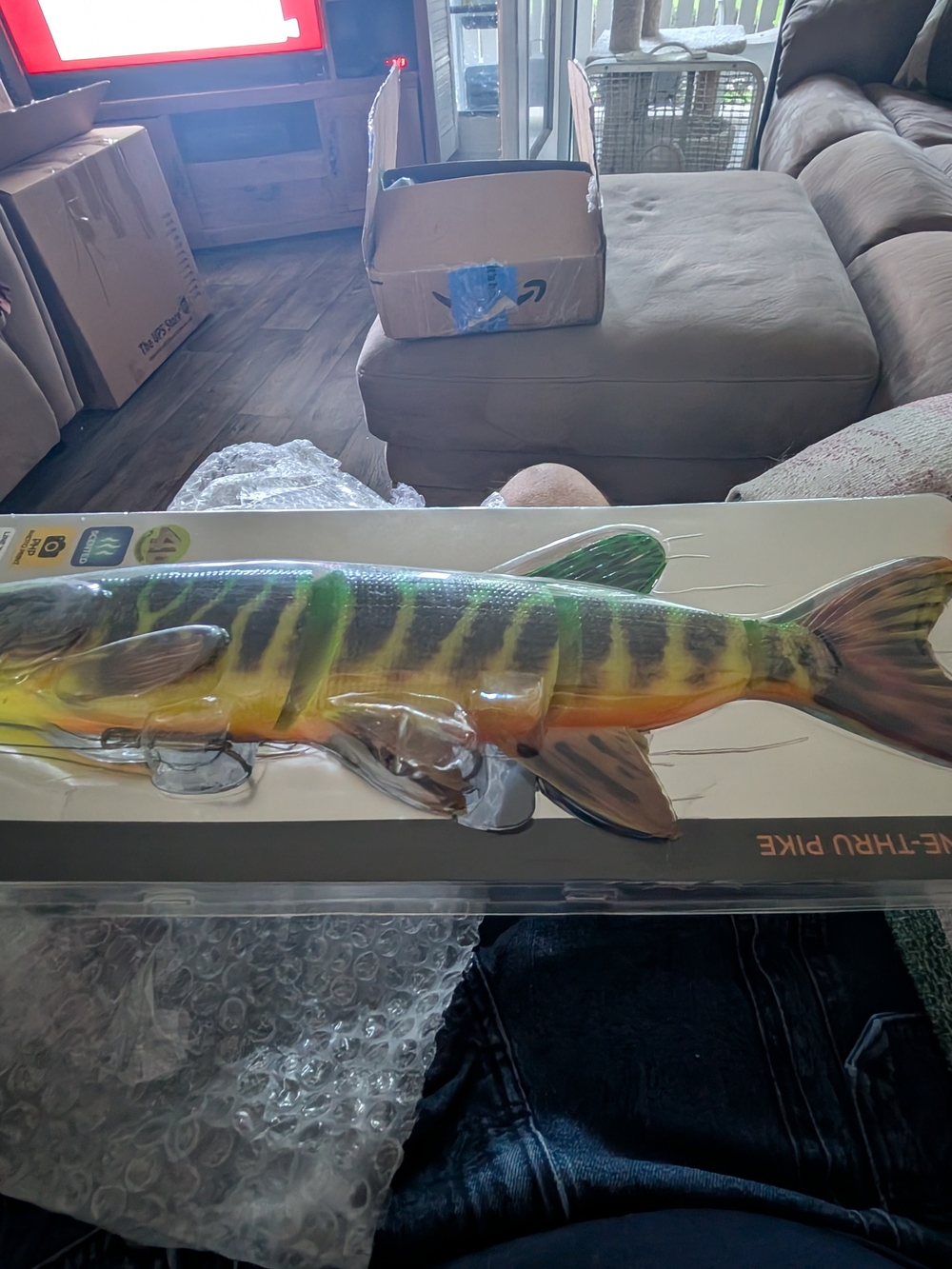 The Savage Gear 14.5" 12Realistic Green & Orange Pike And Muskie Lure